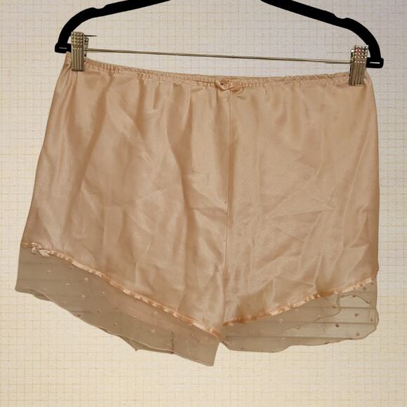 Light Pink Satin Bloomers Bow Embroidered Sheer Trim Stretch Waist 28-38 in - Picture 1 of 5